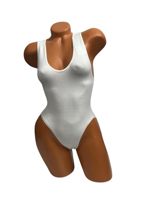 Body Dama cu Bretea Lata si Chiloti Clasic ,Culoare Alb,Engros